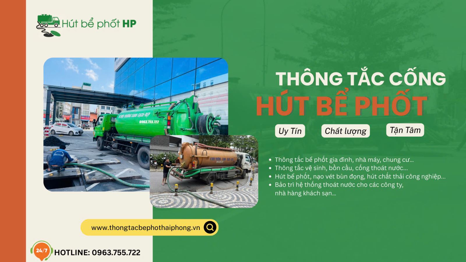 Nhân viên chăm sóc khách hàng tư vấn dịch vụ qua điện thoại, hỗ trợ đặt lịch hút bể phốt 24/7