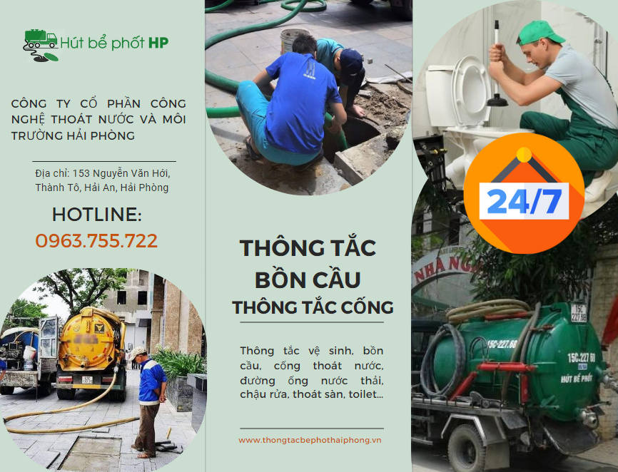 Dịch vụ thông tắc cống, hút bể phốt chuyên nghiệp, uy tín số 1 Hải Phòng