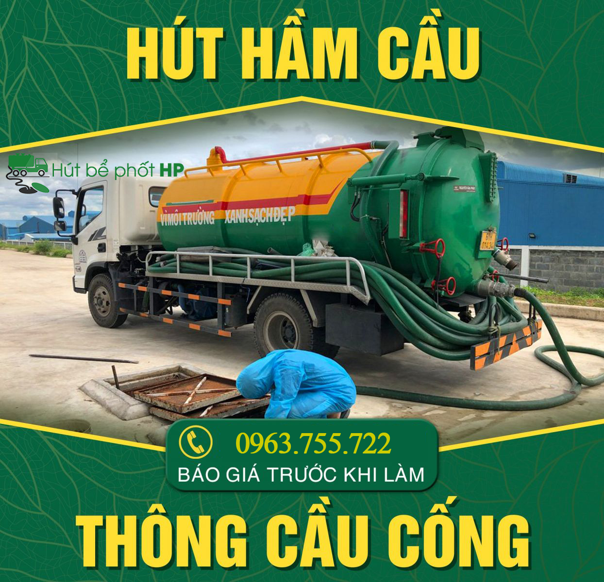 Bảng giá thông tắc cống, hút bể phốt giá rẻ tại Hải Phòng mới nhất