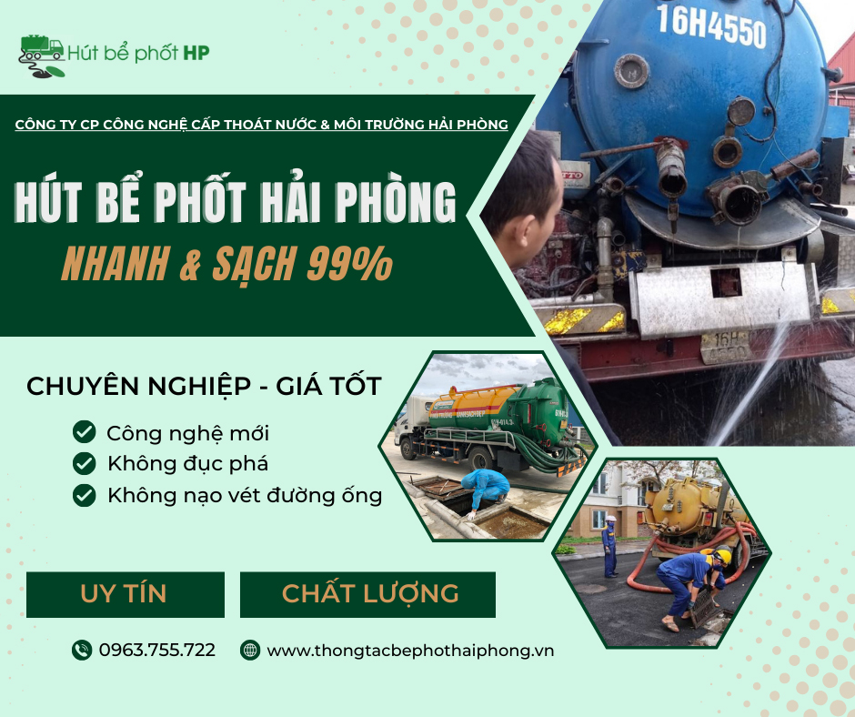 Dịch vụ thông tắc bể phốt tại Hải Phòng nhanh - sạch | Báo giá tốt