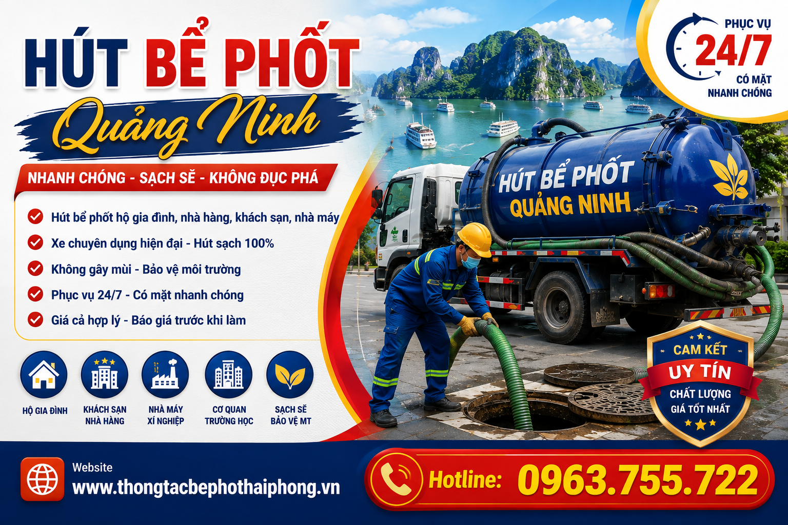 Hút Bể Phốt Quảng Ninh 24/7 – Xe Chuyên Dụng, Xử Lý Nhanh, Sạch Sẽ 