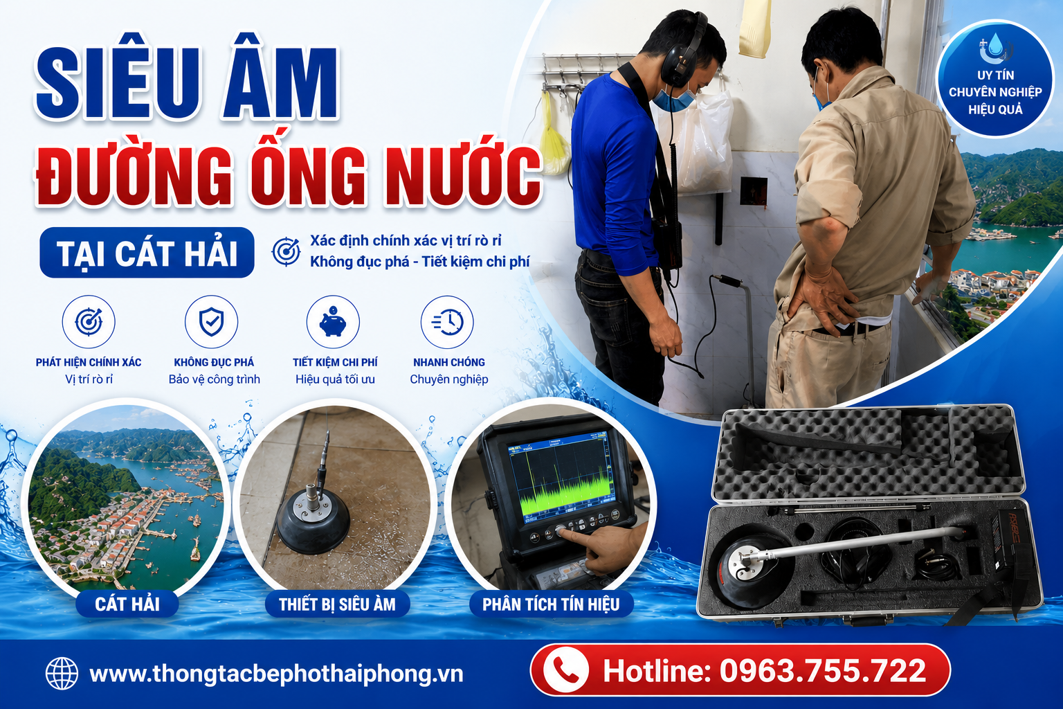 Siêu Âm Đường Ống Nước Tại Cát Hải – Phát Hiện Rò Rỉ Chính Xác, Không Đục Phá