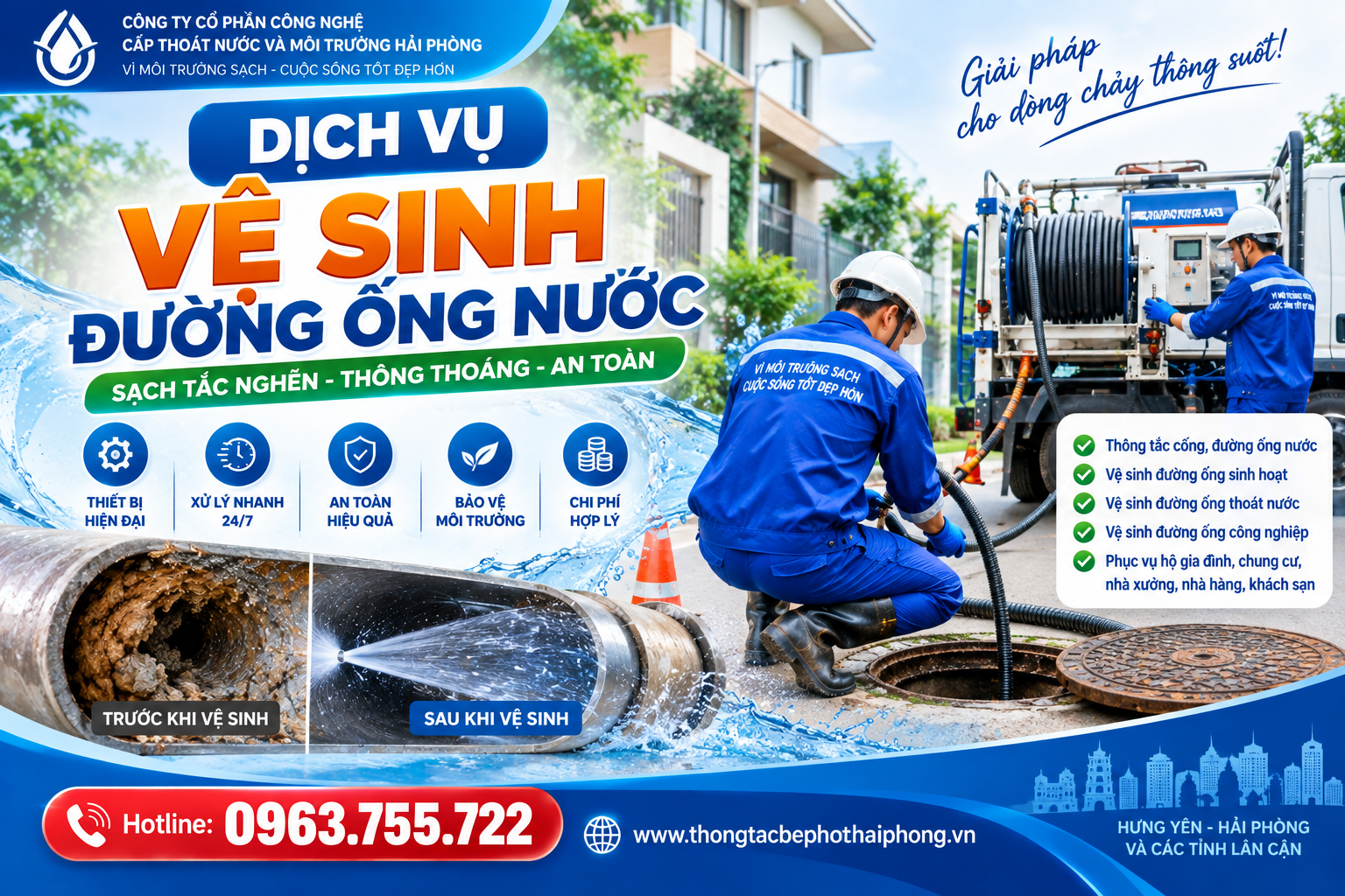 Dịch Vụ Vệ Sinh Đường Ống Nước Tại Hải Phòng – Giải Pháp Thông Thoáng, Sạch Sẽ, An Toàn